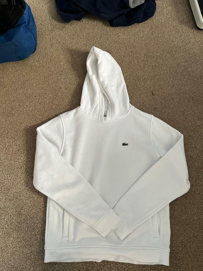 White Lacoste Hoodie (Size 14 Juniors 